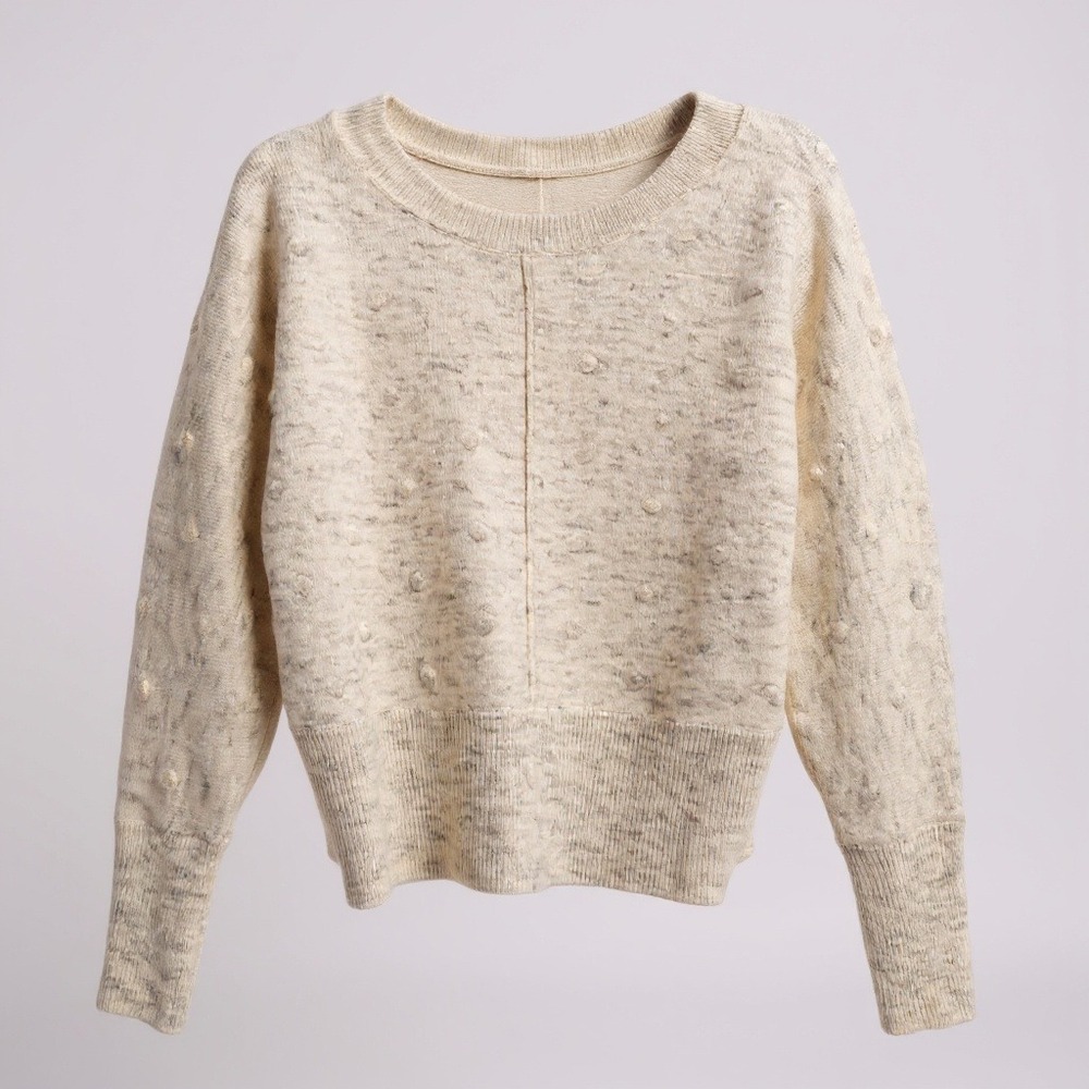 William Rast Womens Cream Textured Knit Sweater With Ribbed Cuffs & Hem S